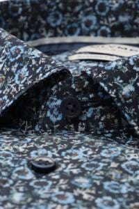 OLYMP Level Five Garment Washed Body Fit Hemd marine, Bedruckt