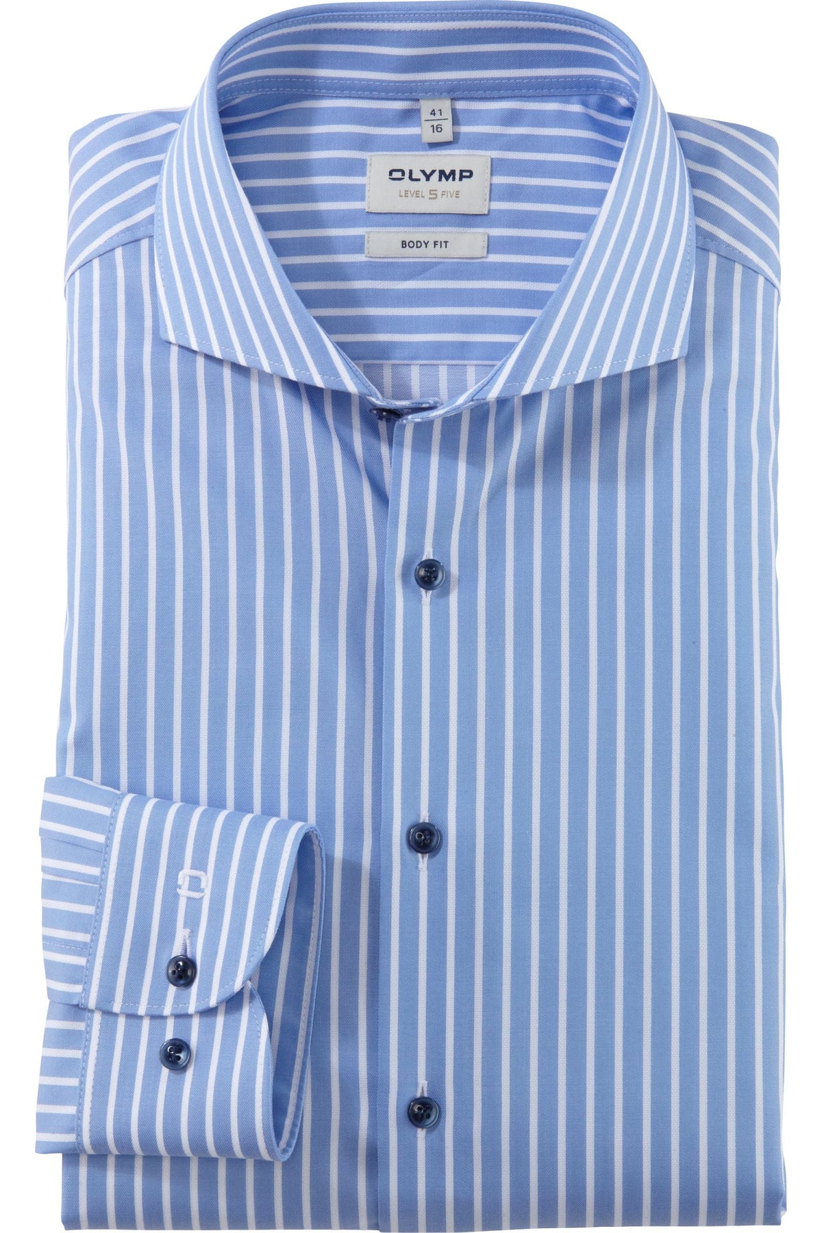 OLYMP Level Five Body Fit Hemd blau, Gestreift