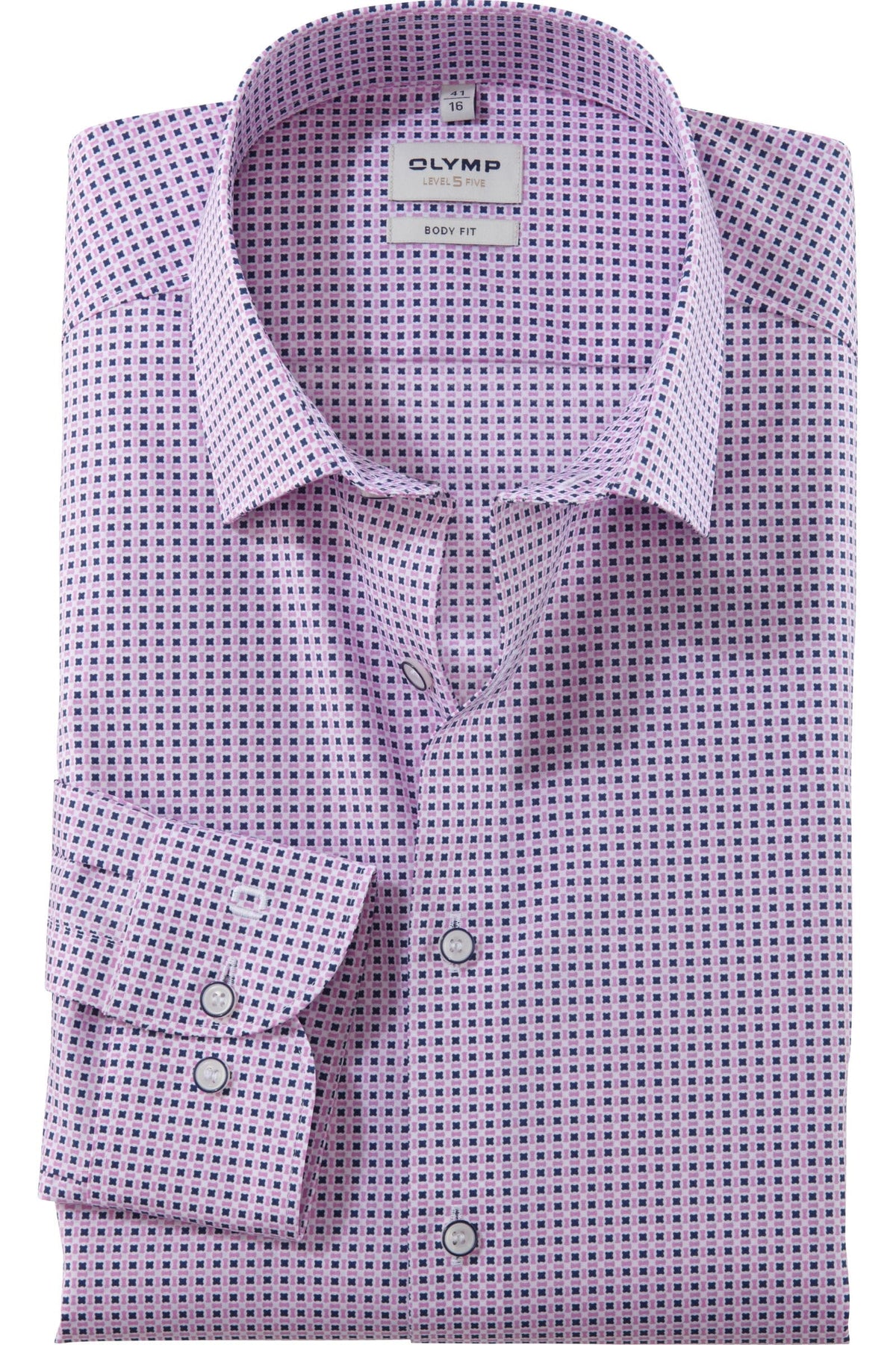 OLYMP Level Five Body Fit Hemd pink, Bedruckt