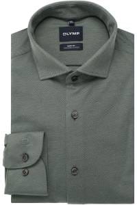 OLYMP Japanese Knitted Body Fit Jerseyhemd graugrün, Faux-uni