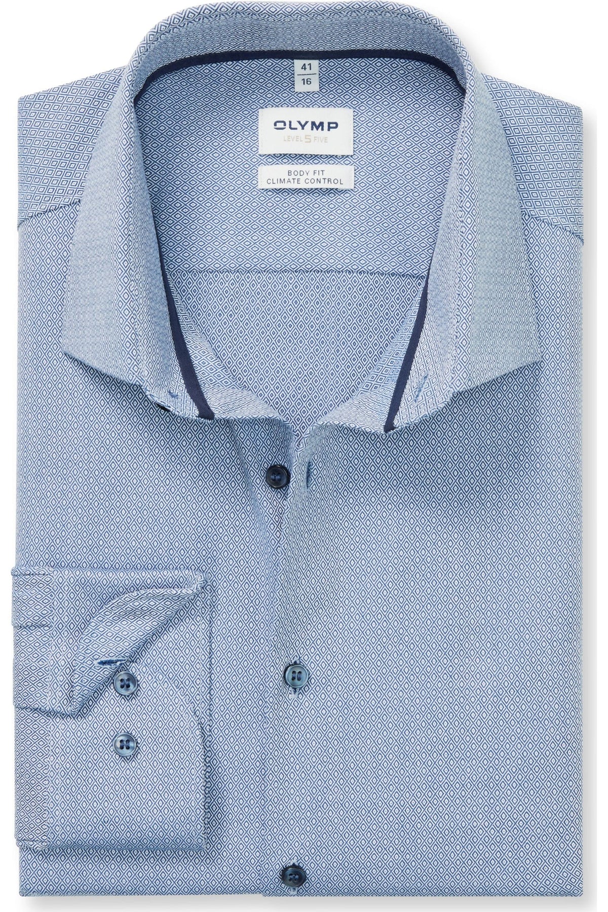 OLYMP Level Five Performance Climate Control Body Fit Hemd marine, Faux-uni
