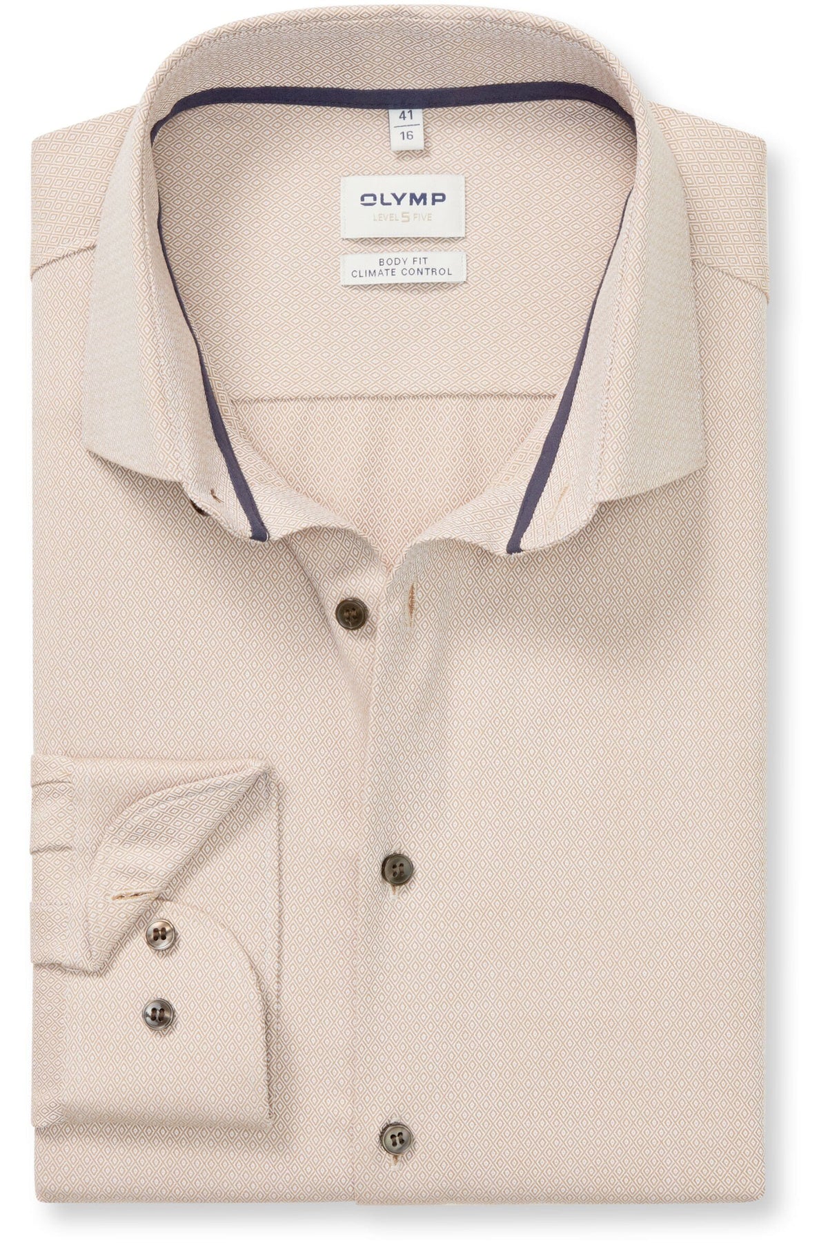 OLYMP Level Five Performance Climate Control Body Fit Hemd caramel, Faux-uni