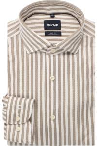 OLYMP Japanese Knitted Body Fit Jerseyhemd braun, Gestreift