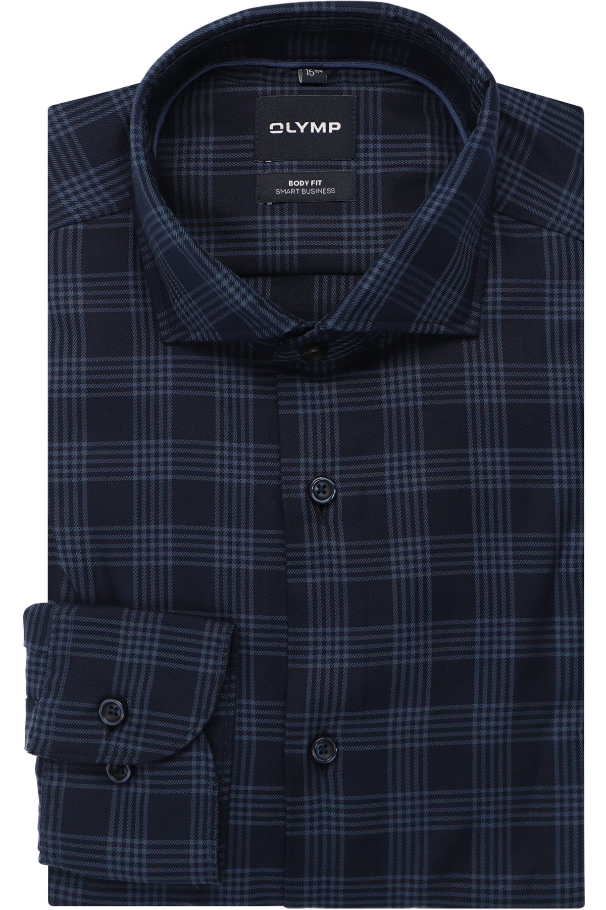OLYMP Level Five smart business Body Fit Flanellhemd marine, Kariert