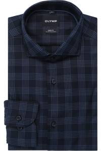 OLYMP Level Five smart business Body Fit Flanellhemd marine, Kariert