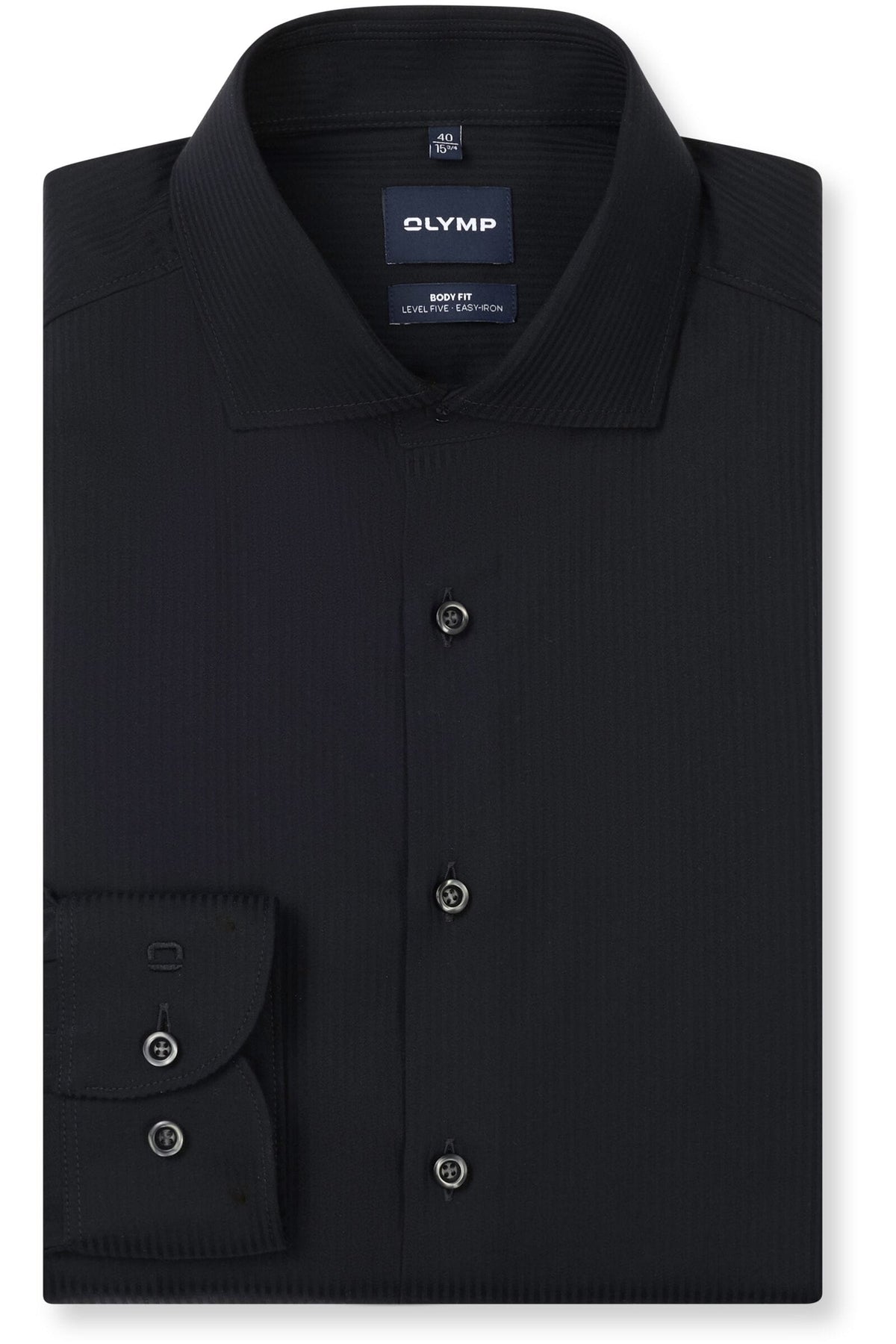 OLYMP Level Five Body Fit Hemd schwarz, Gestreift