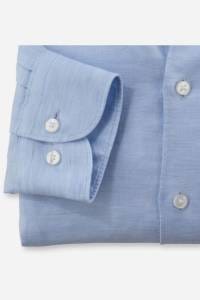 OLYMP Level Five Garment Washed Body Fit Leinenhemd bleu, Faux-uni