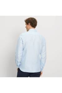 OLYMP Level Five Garment Washed Body Fit Leinenhemd bleu, Faux-uni