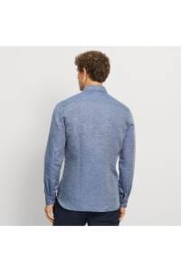 OLYMP Level Five Garment Washed Body Fit Leinenhemd marine, Faux-uni