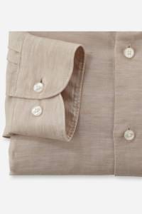 OLYMP Level Five Garment Washed Body Fit Leinenhemd natur, Faux-uni
