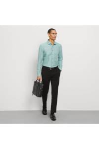 OLYMP Level Five Garment Washed Body Fit Leinenhemd grün, Einfarbig