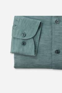 OLYMP Level Five Garment Washed Body Fit Leinenhemd grün, Einfarbig
