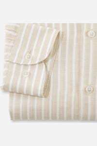 OLYMP Level Five Garment Washed Body Fit Leinenhemd natur, Gestreift
