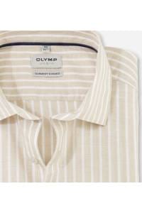 OLYMP Level Five Garment Washed Body Fit Leinenhemd natur, Gestreift