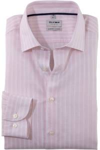 OLYMP Level Five Garment Washed Body Fit Leinenhemd rose, Gestreift