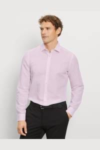 OLYMP Level Five Garment Washed Body Fit Leinenhemd rose, Gestreift