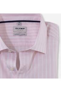OLYMP Level Five Garment Washed Body Fit Leinenhemd rose, Gestreift
