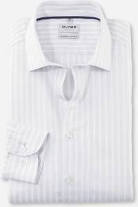 OLYMP Level Five Garment Washed Body Fit Leinenhemd silbergrau, Gestreift