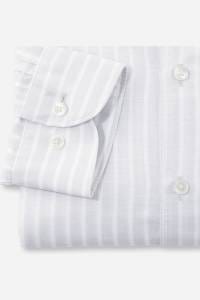 OLYMP Level Five Garment Washed Body Fit Leinenhemd silbergrau, Gestreift