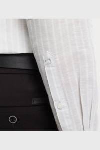 OLYMP Level Five Garment Washed Body Fit Leinenhemd silbergrau, Gestreift