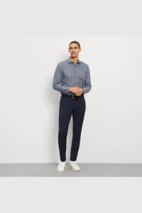 OLYMP Level Five Garment Washed Body Fit Leinenhemd marine, Bedruckt