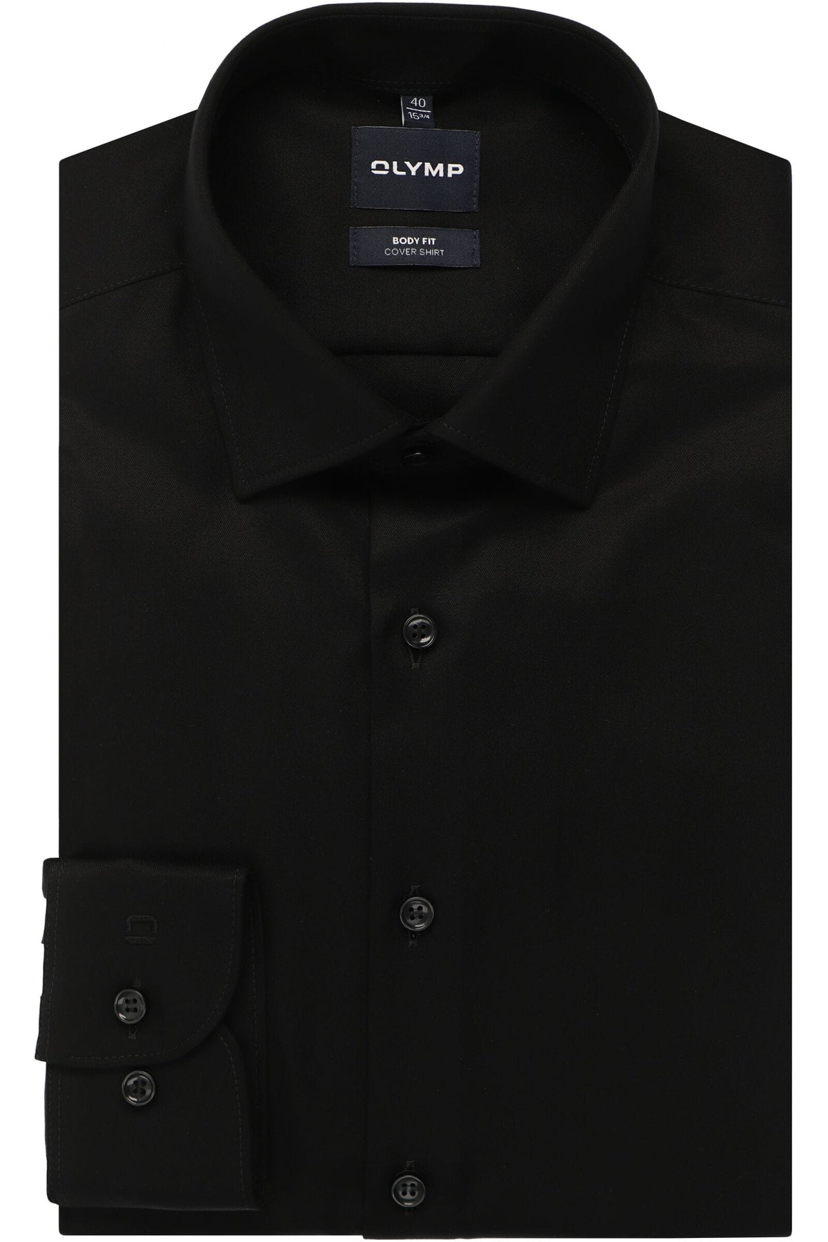 OLYMP Level Five Body Fit Cover Shirt Hemd schwarz, Einfarbig