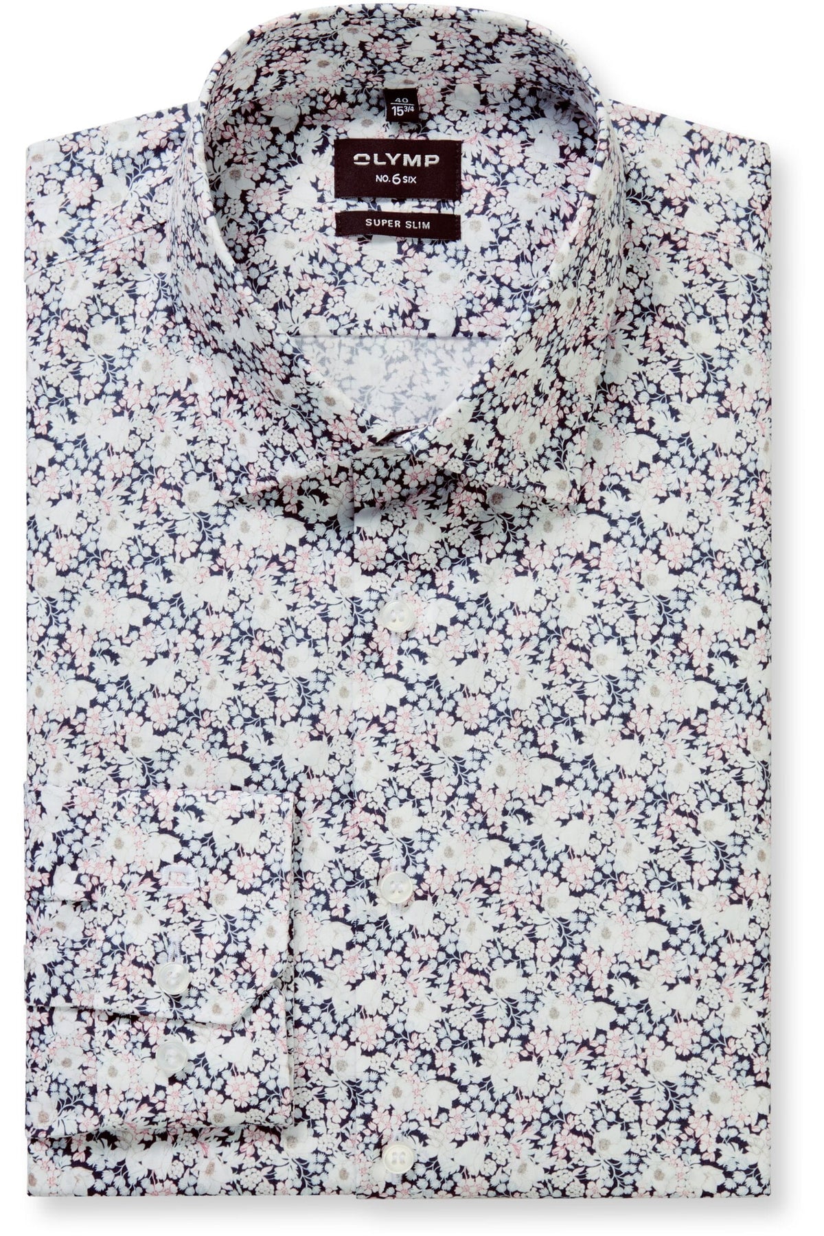 OLYMP No. Six Super Slim Hemd weiss, Bedruckt