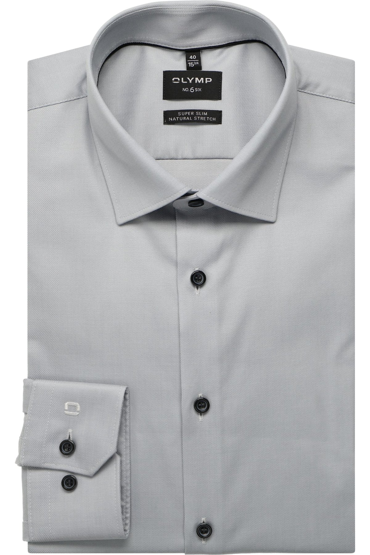 OLYMP No. Six Super Slim Hemd silbergrau, Faux-uni