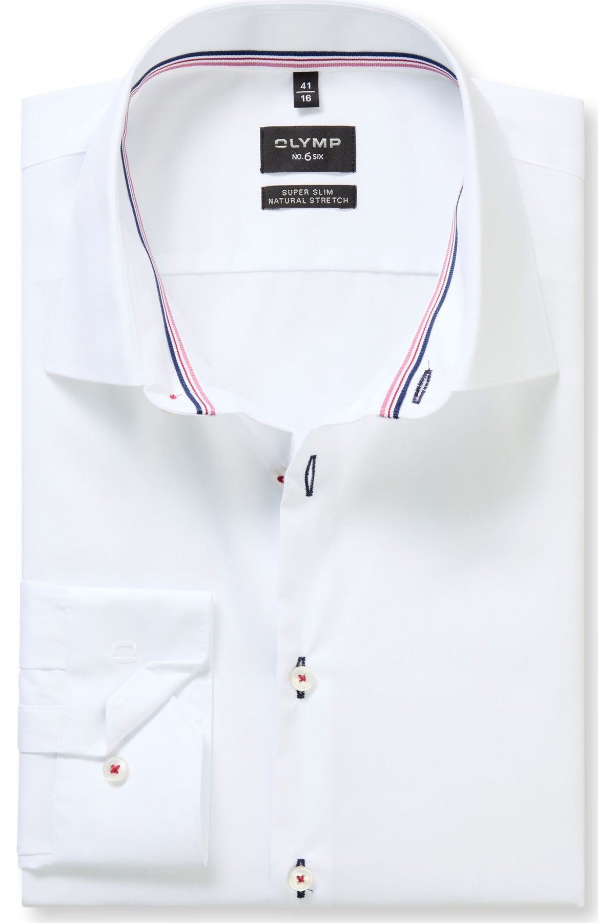 OLYMP No. Six Super Slim Hemd weiss, Einfarbig