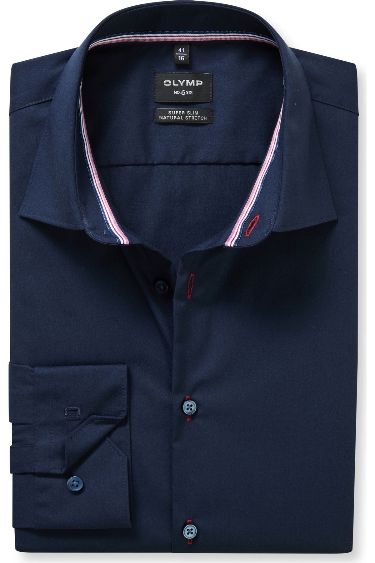 OLYMP No. Six Super Slim Hemd kobalt, Einfarbig