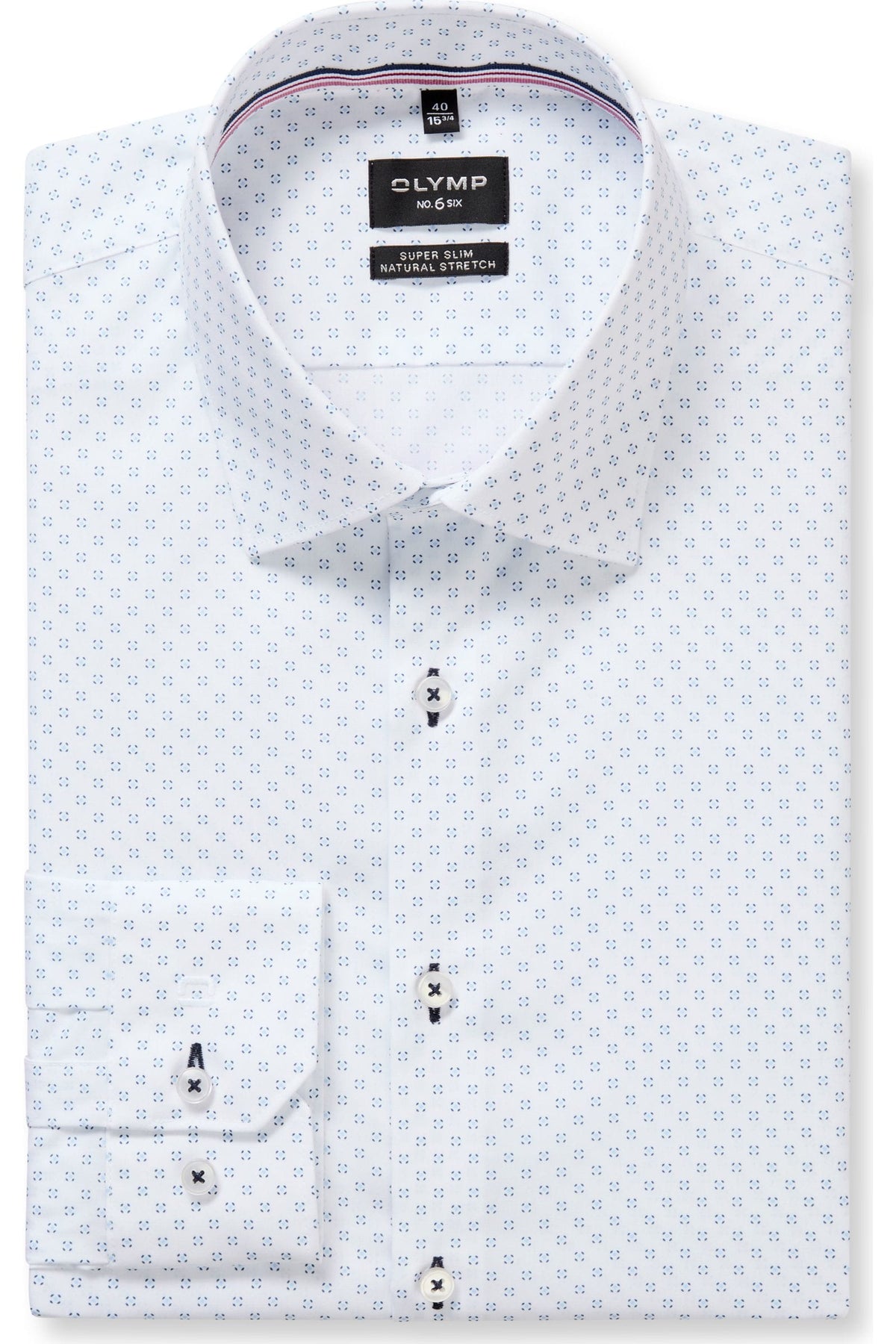 OLYMP No. Six Super Slim Hemd weiss, Bedruckt