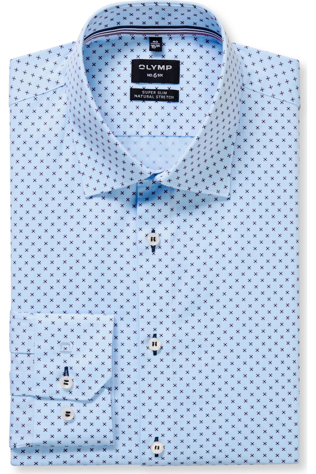 OLYMP No. Six Super Slim Hemd bleu, Bedruckt