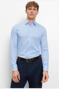 OLYMP No. Six Super Slim Hemd bleu, Bedruckt