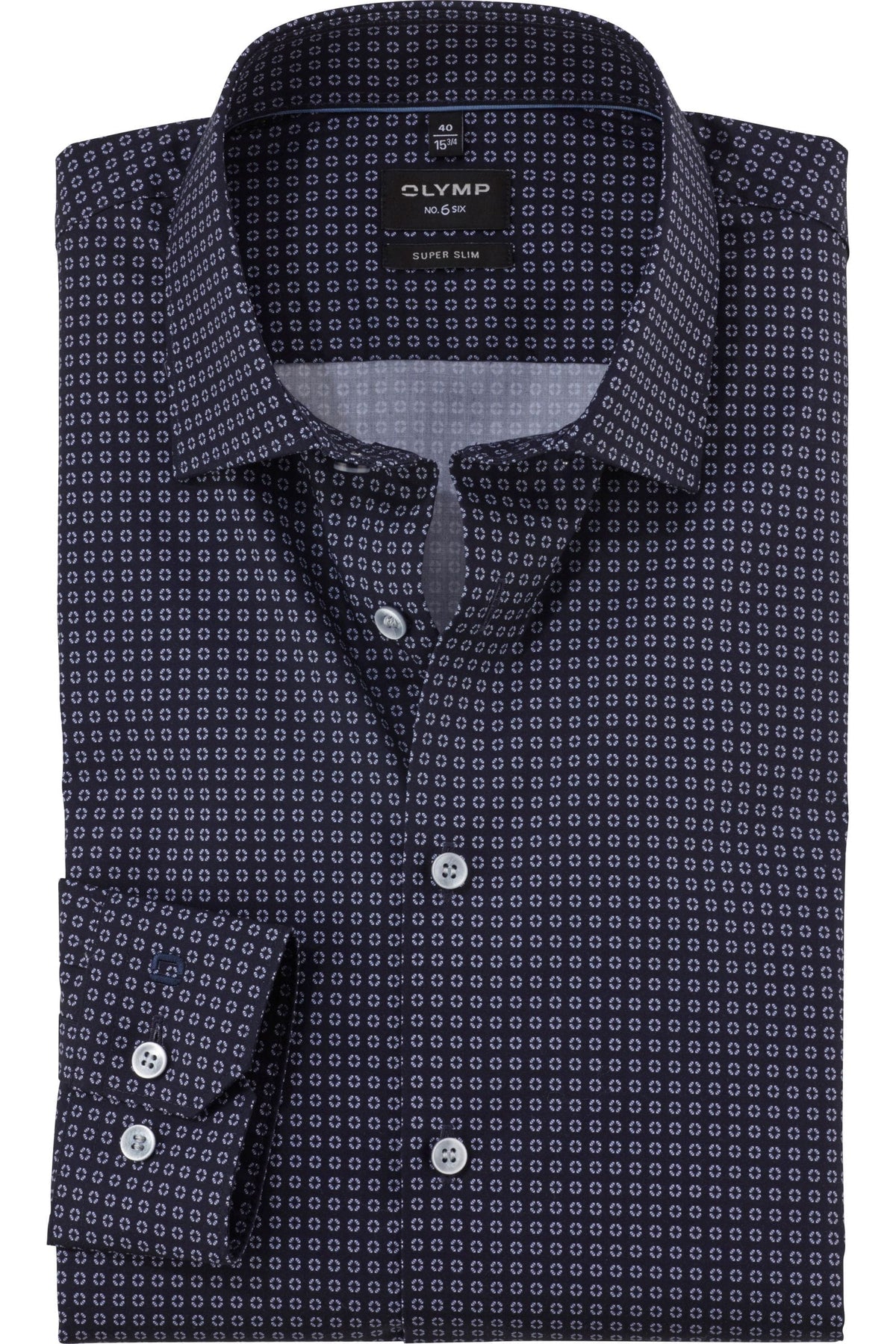 OLYMP No. Six Super Slim Hemd marine, Bedruckt