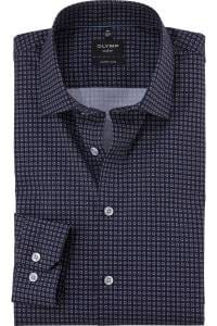 OLYMP No. Six Super Slim Hemd marine, Bedruckt