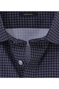 OLYMP No. Six Super Slim Hemd marine, Bedruckt