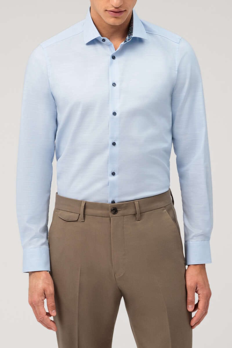OLYMP No. Six Super Slim Hemd bleu, Faux-uni