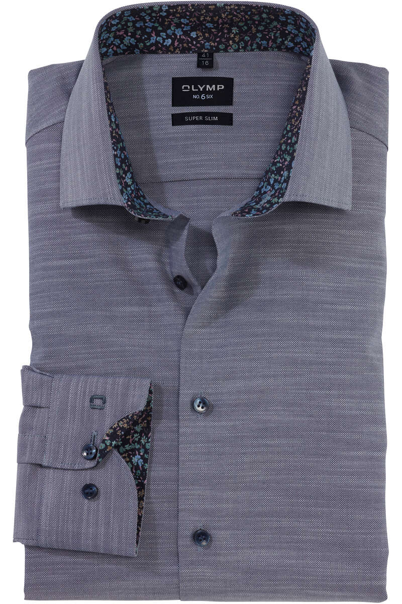 OLYMP No. Six Super Slim Hemd marine, Faux-uni