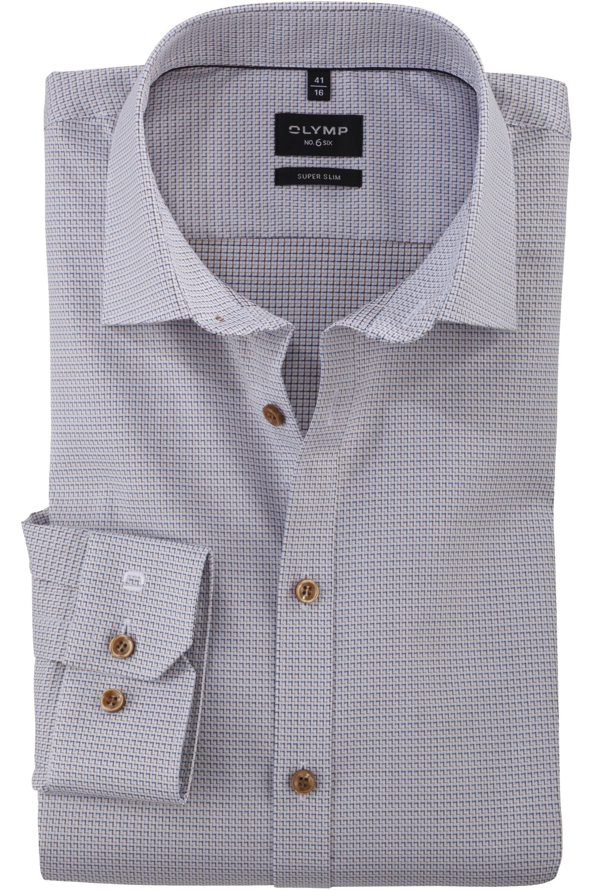 OLYMP No. Six Super Slim Hemd braun, Gemustert