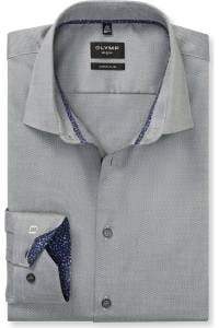 OLYMP No. Six Super Slim Hemd graugrün, Faux-uni