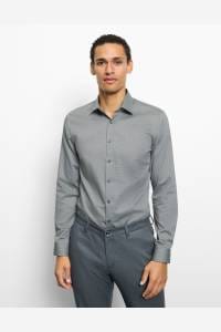 OLYMP No. Six Super Slim Hemd graugrün, Faux-uni