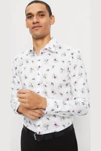 OLYMP No. Six Super Slim Hemd weiss, Bedruckt