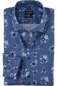 OLYMP No. Six Super Slim Hemd rauchblau, Bedruckt