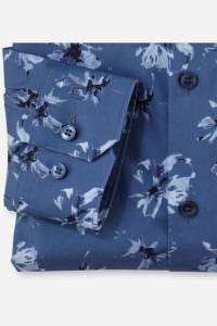 OLYMP No. Six Super Slim Hemd rauchblau, Bedruckt