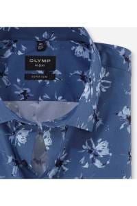 OLYMP No. Six Super Slim Hemd rauchblau, Bedruckt