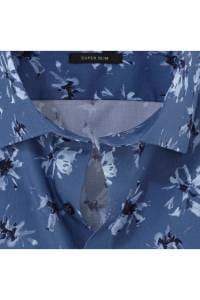 OLYMP No. Six Super Slim Hemd rauchblau, Bedruckt