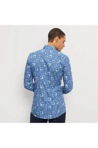 OLYMP No. Six Super Slim Hemd rauchblau, Bedruckt