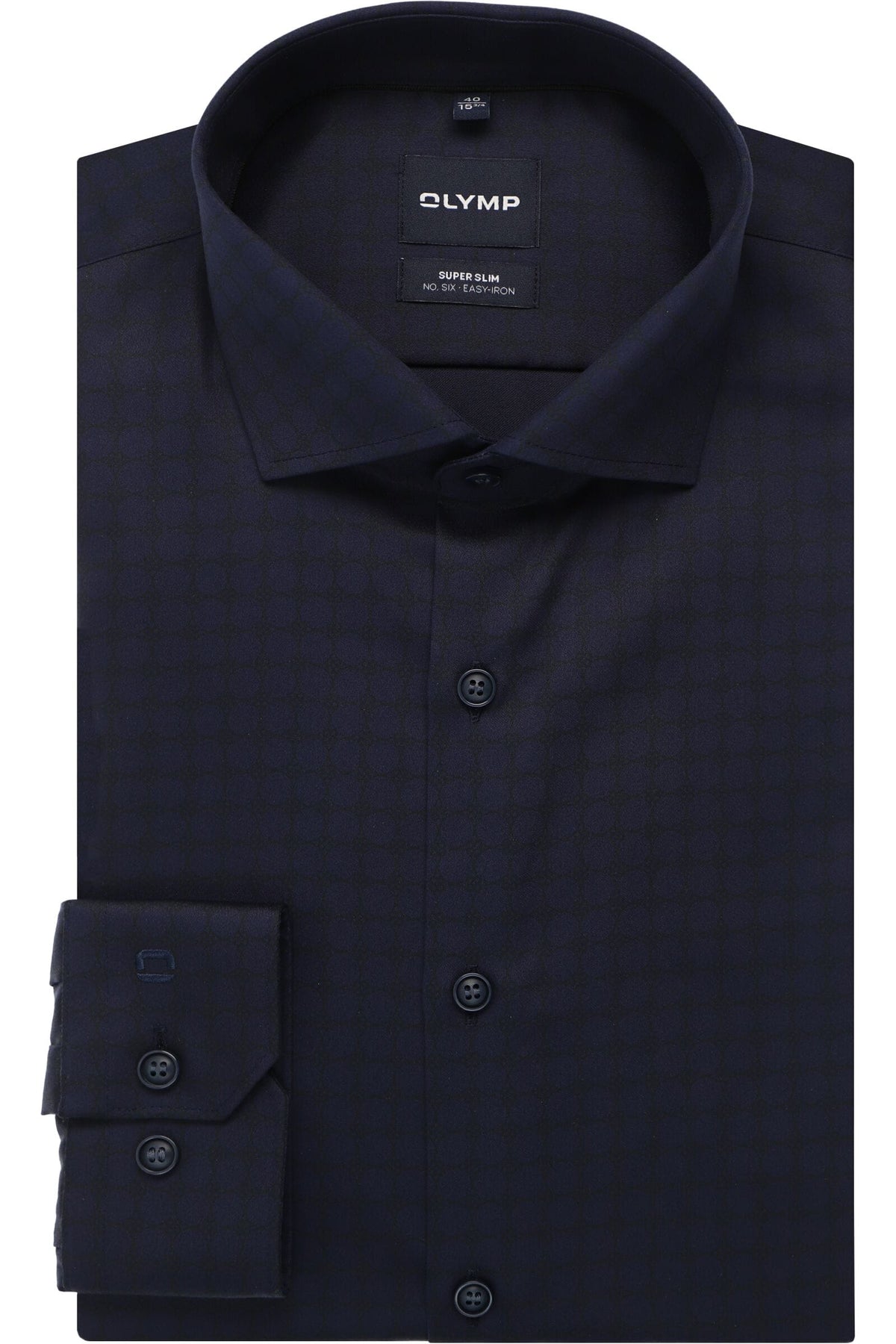 OLYMP No. Six Super Slim Hemd marine, Bedruckt