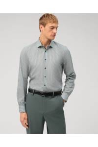 OLYMP No. Six Super Slim Hemd grün, Bedruckt