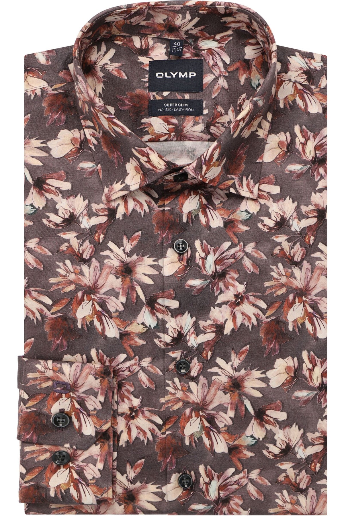 OLYMP No. Six Super Slim Hemd bordeaux, Bedruckt